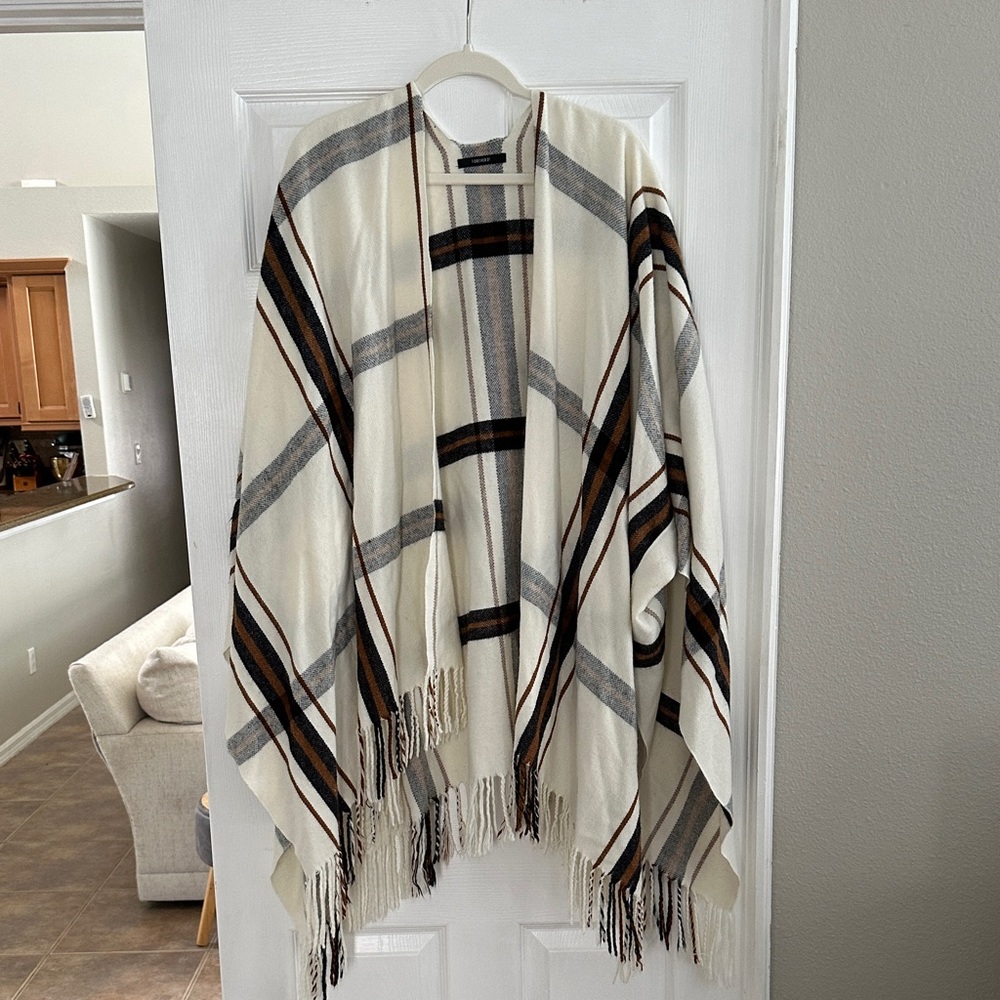 Forever 21 Cream and Brown Striped Shawl